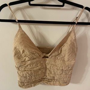 ZARA tan linen crop top